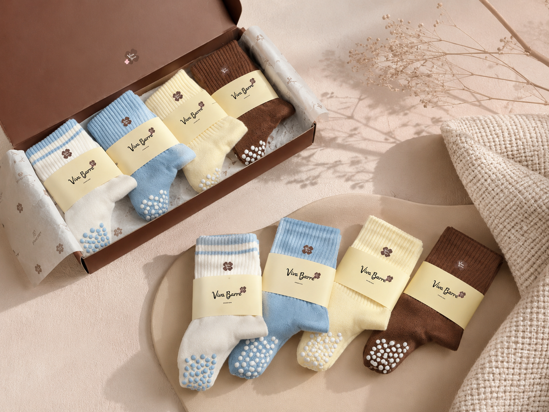 Viva Barre grip sock bundle arranged for a weekly Pilates, barre and yoga class rotation