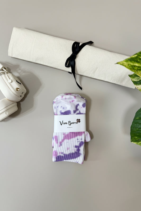 Viva Barre Tie-Dye Long Yoga Grip Socks - Purple, One Size (US 6-11)