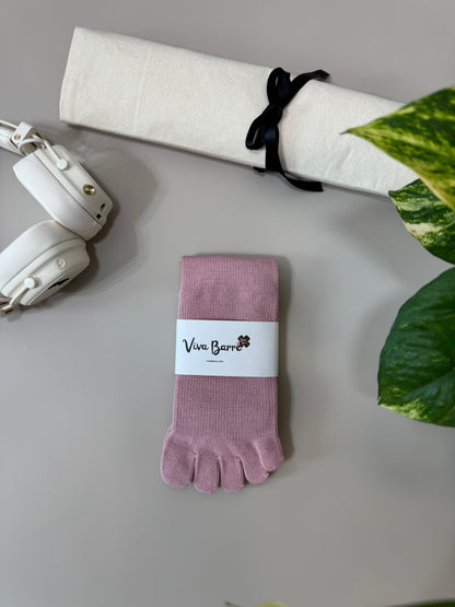 Viva Barre Split-Toe Mid-Calf Yoga Grip Socks, One Size (US 6-11)