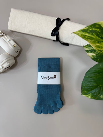 Viva Barre Split-Toe Mid-Calf Yoga Grip Socks, One Size (US 6-11)