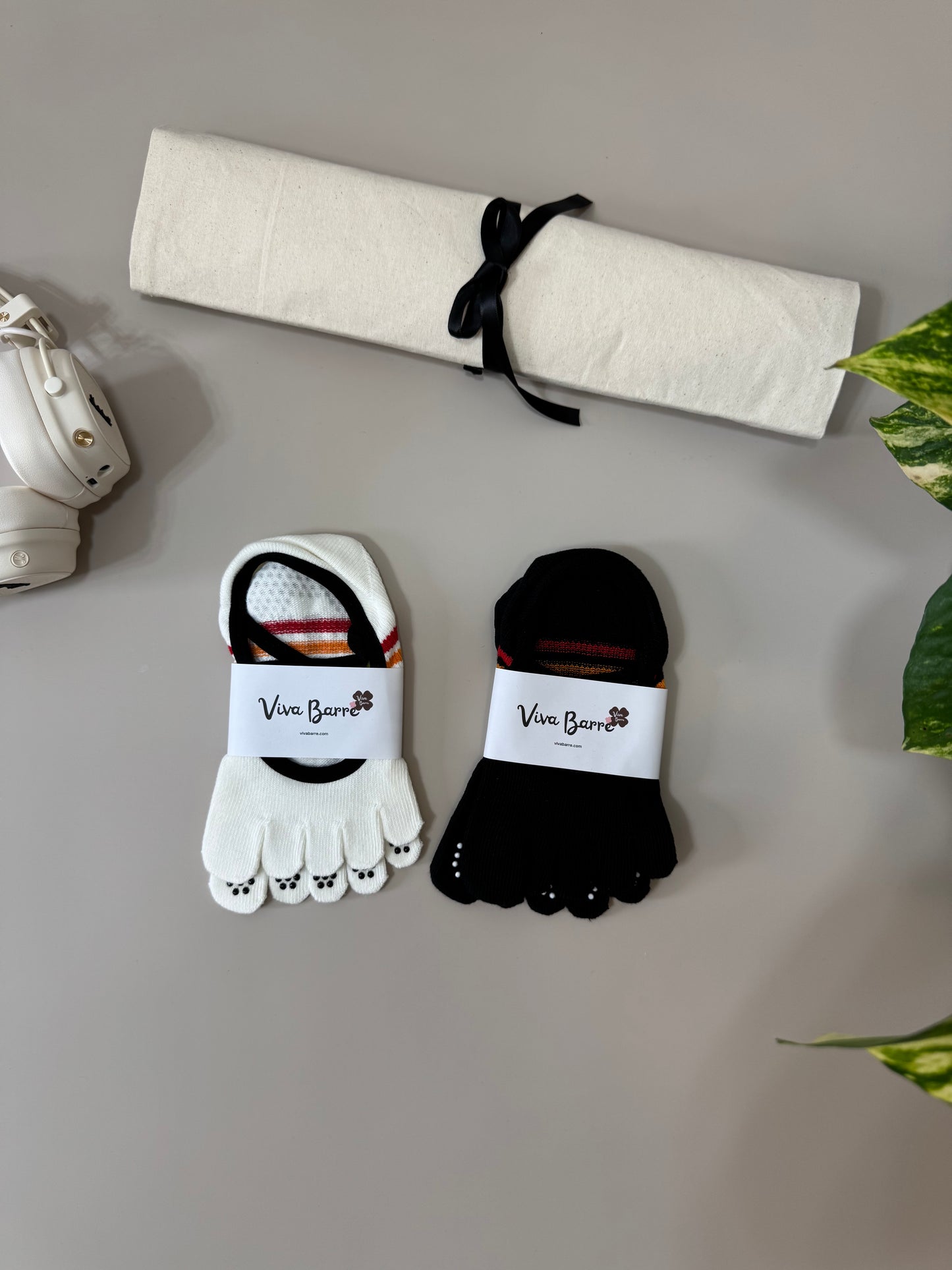 Chaussettes de yoga Viva à bout ouvert et talon ouvert – Orange fluorescent