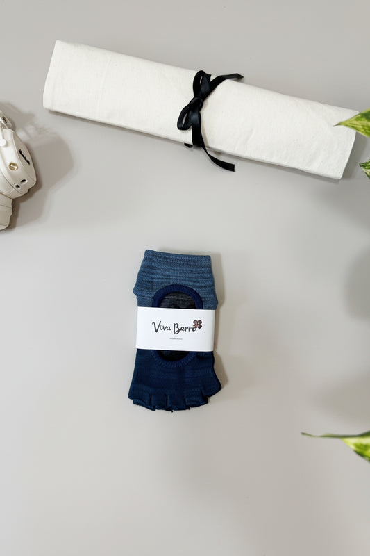Viva Barre Tie-Dye Gradient Open-Toe Yoga Grip Socks - Gradient Blue, One Size (US 6-11)