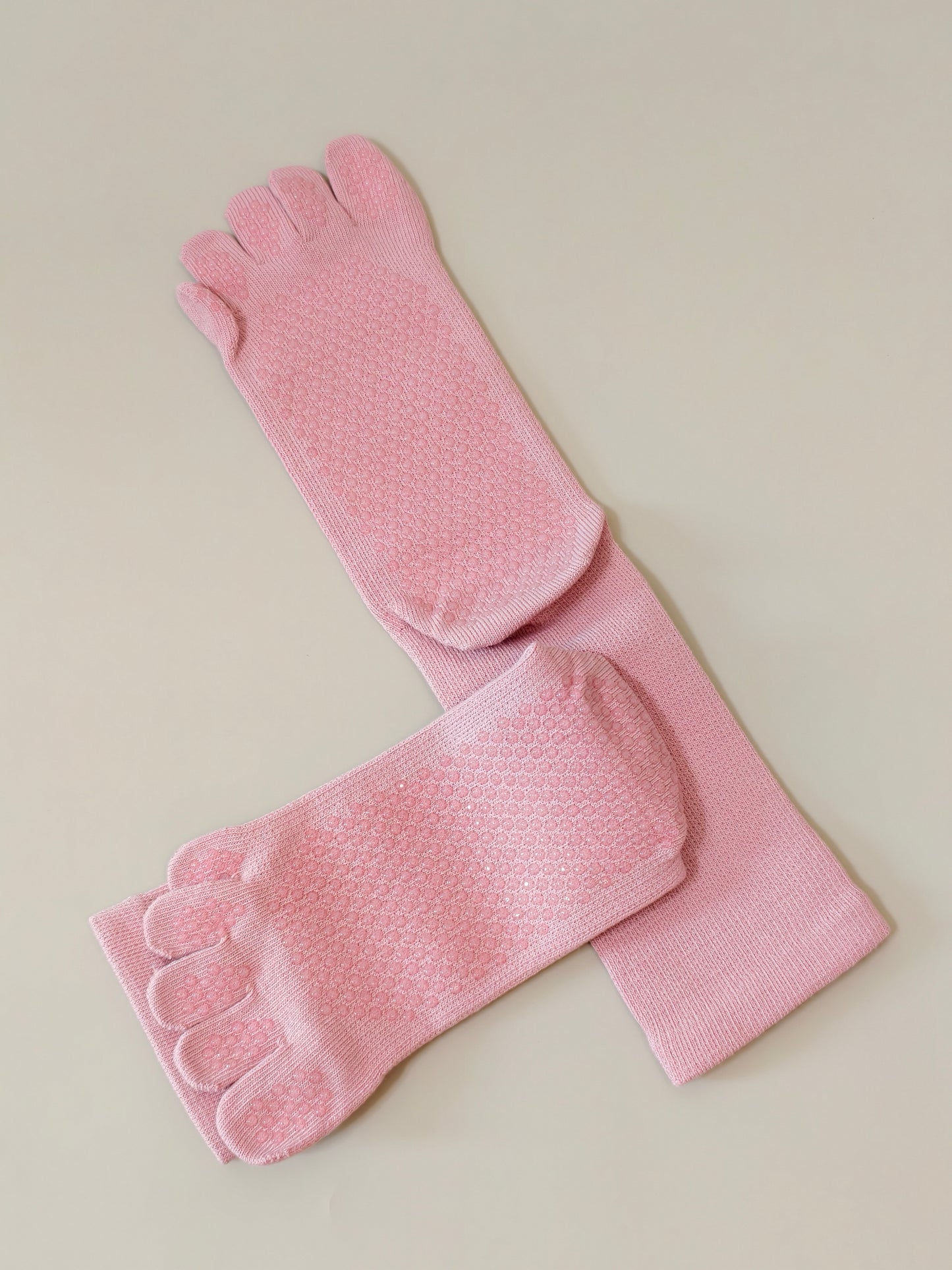 Viva Barre Split-Toe Mid-Calf Yoga Grip Socks, One Size (US 6-11)