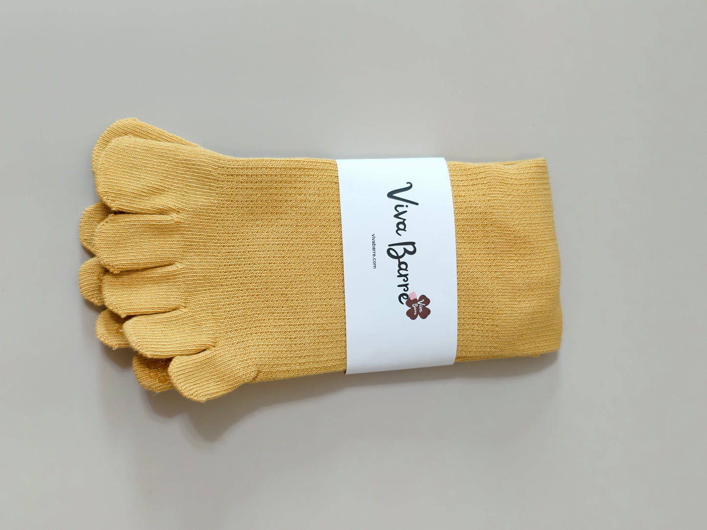 Viva Barre Split-Toe Mid-Calf Yoga Grip Socks, One Size (US 6-11)