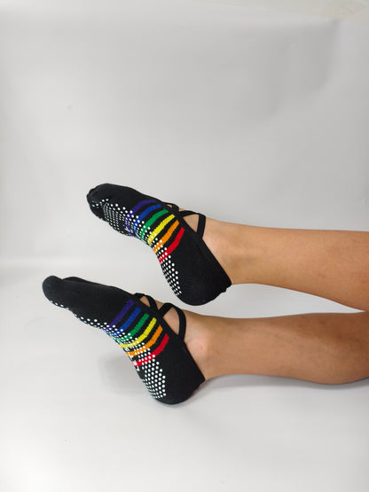 Chaussettes de yoga Viva à bout ouvert et talon ouvert – Orange fluorescent