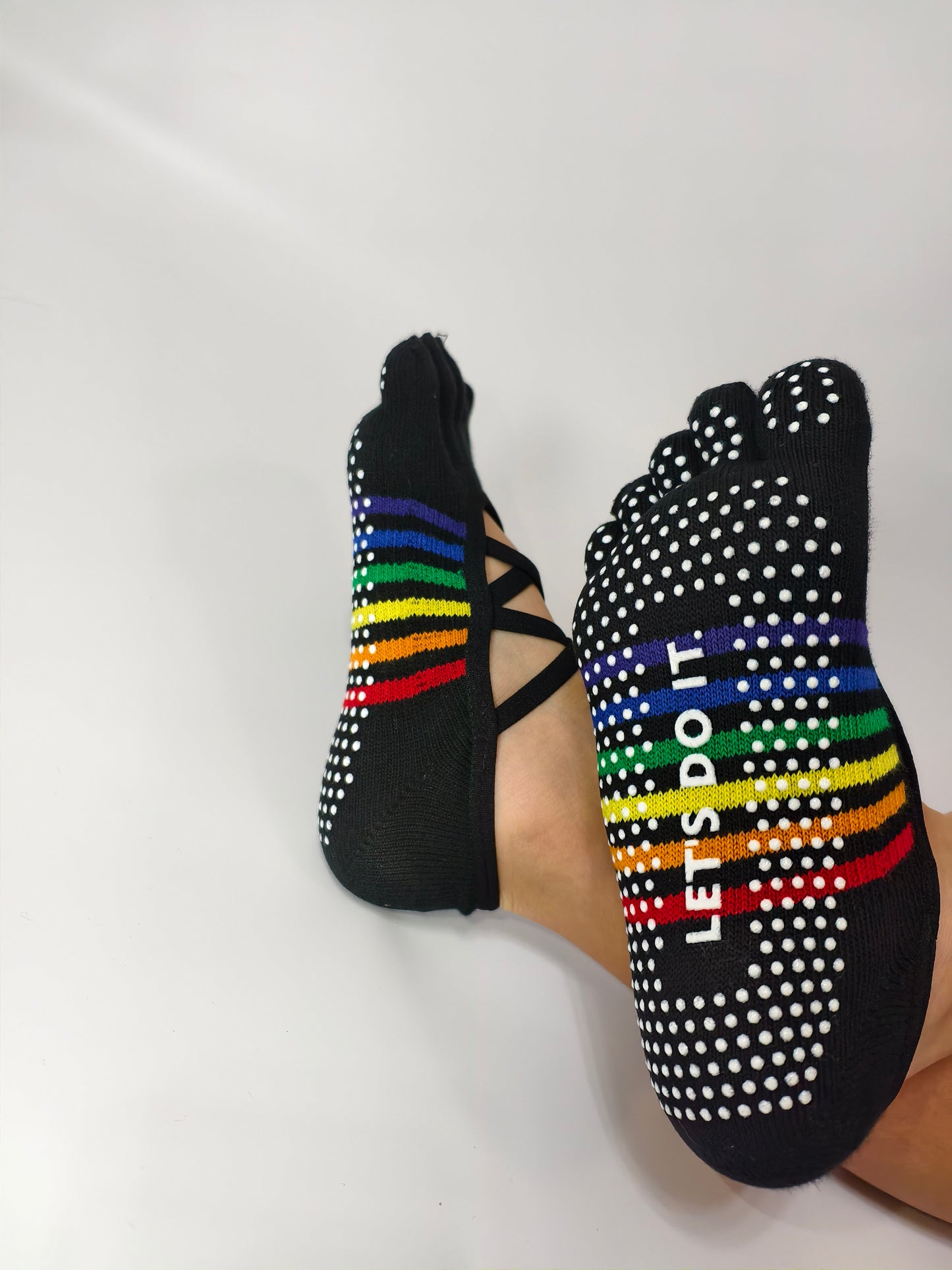 Chaussettes de yoga Viva à bout ouvert et talon ouvert – Orange fluorescent
