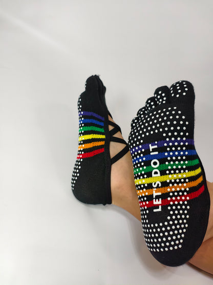 Chaussettes de yoga Viva à bout ouvert et talon ouvert – Orange fluorescent
