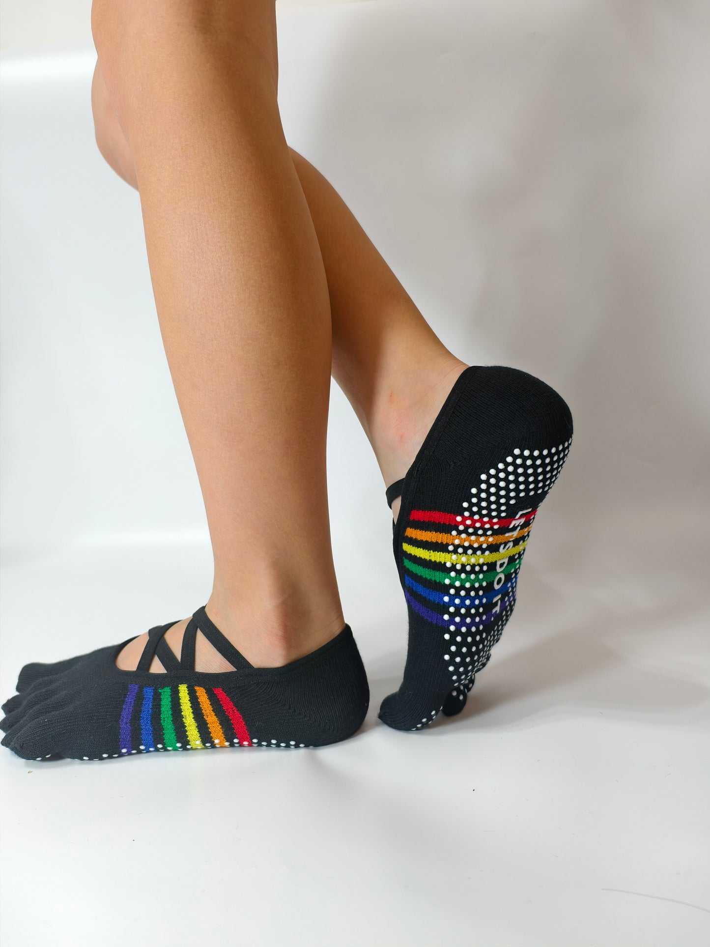 Chaussettes de yoga Viva à bout ouvert et talon ouvert – Orange fluorescent
