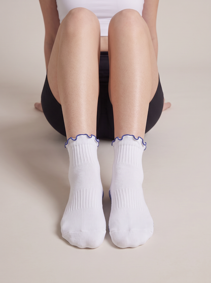 White & Blue Pilates Grip Socks | VIVABARRE