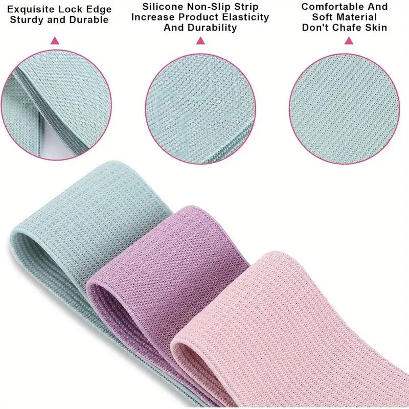 4‑Pack Fabric Resistance Booty Bands, Non‑Slip Non‑Rolling Exercise Loops for Glute, Hip & Leg Workout, Home Gym Pilates Fitness
