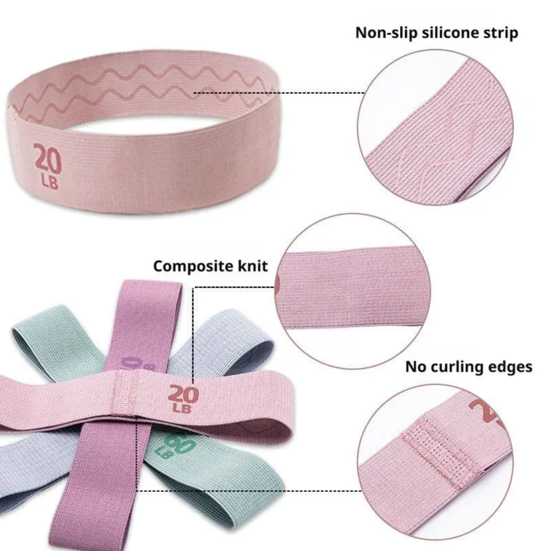 4‑Pack Fabric Resistance Booty Bands, Non‑Slip Non‑Rolling Exercise Loops for Glute, Hip & Leg Workout, Home Gym Pilates Fitness