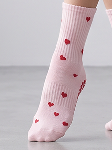 Pink Heart Pilates Grip Socks | VIVABARRE