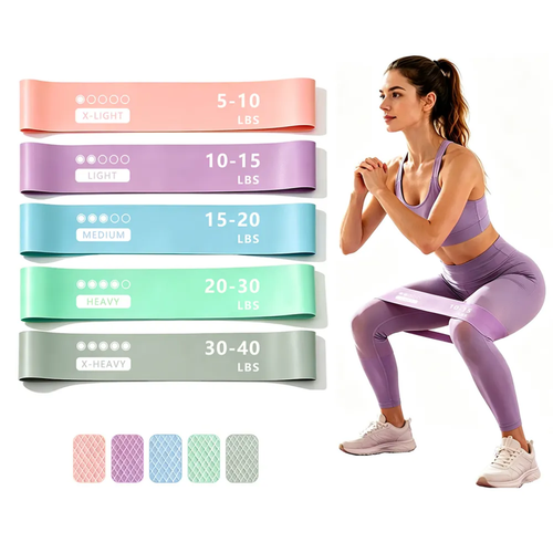 5‑Pack Non‑Slip Resistance Loop Bands for Yoga Pilates Home Workout