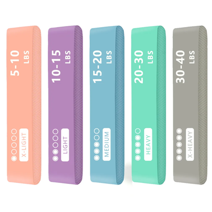 5‑Pack Non‑Slip Resistance Loop Bands for Yoga Pilates Home Workout