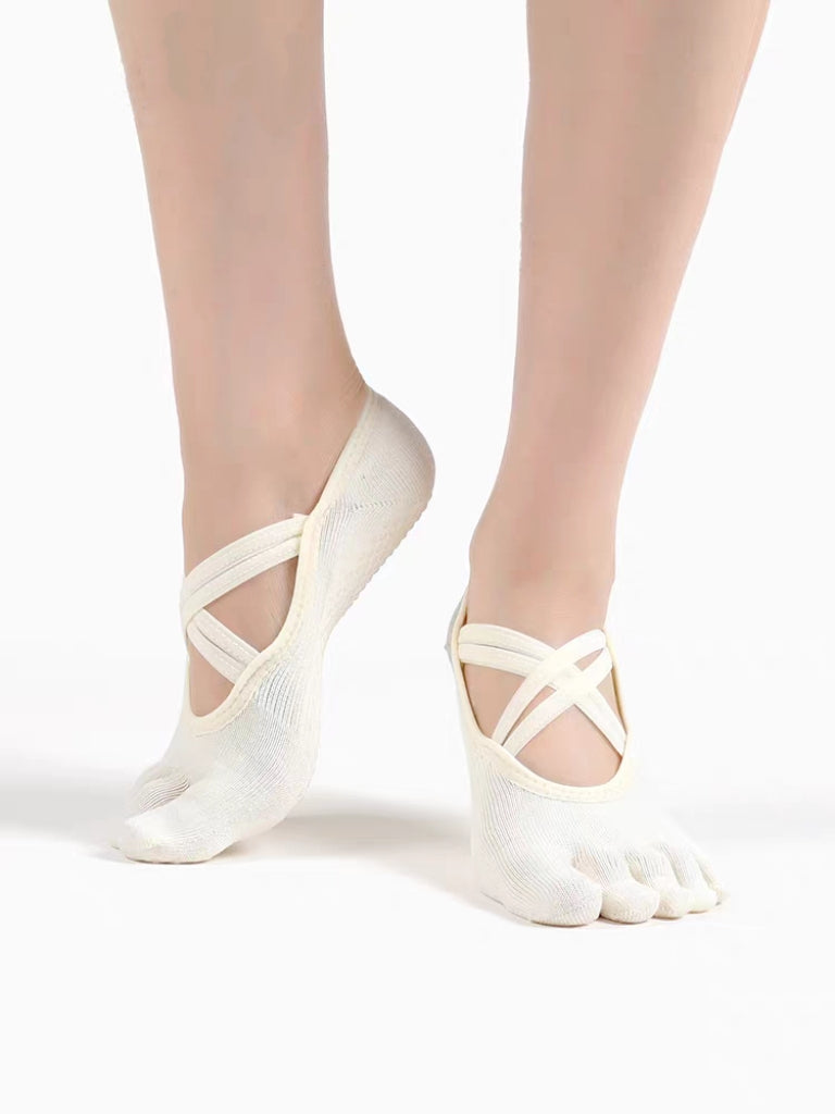 Viva Double Cross-Strap Split-Toe Yoga Socks