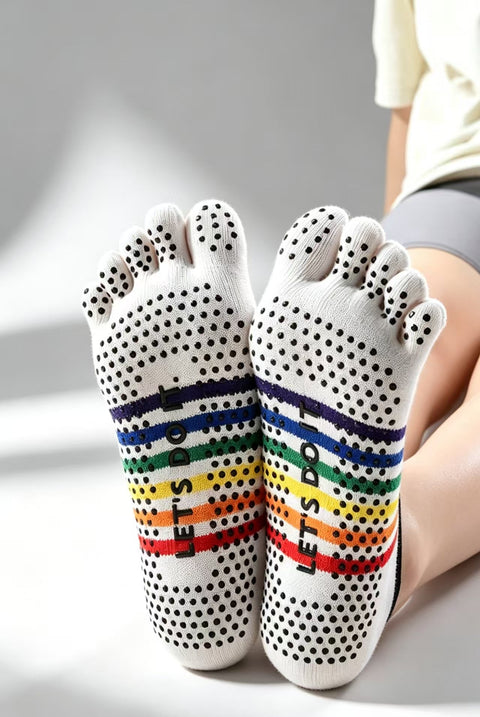 Viva Rainbow Open-Back Yoga Socks