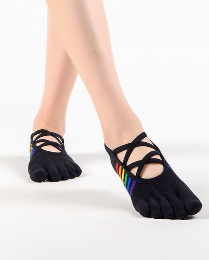 Viva Rainbow Open-Back Yoga Socks