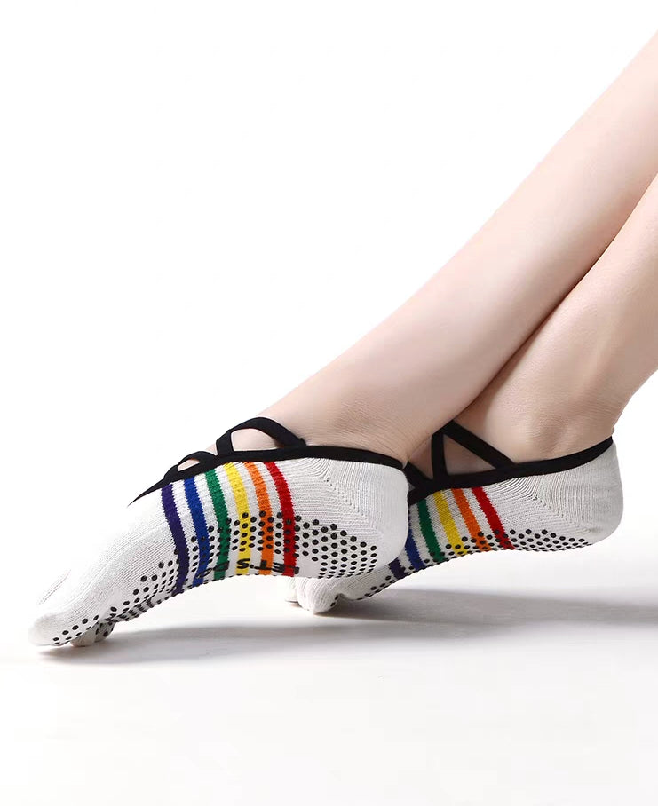 Viva Rainbow Open-Back Yoga Socks