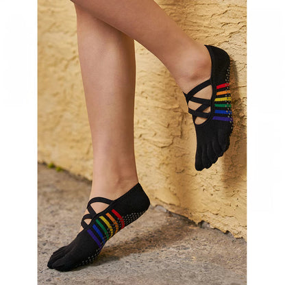 Viva Rainbow Open-Back Yoga Socks