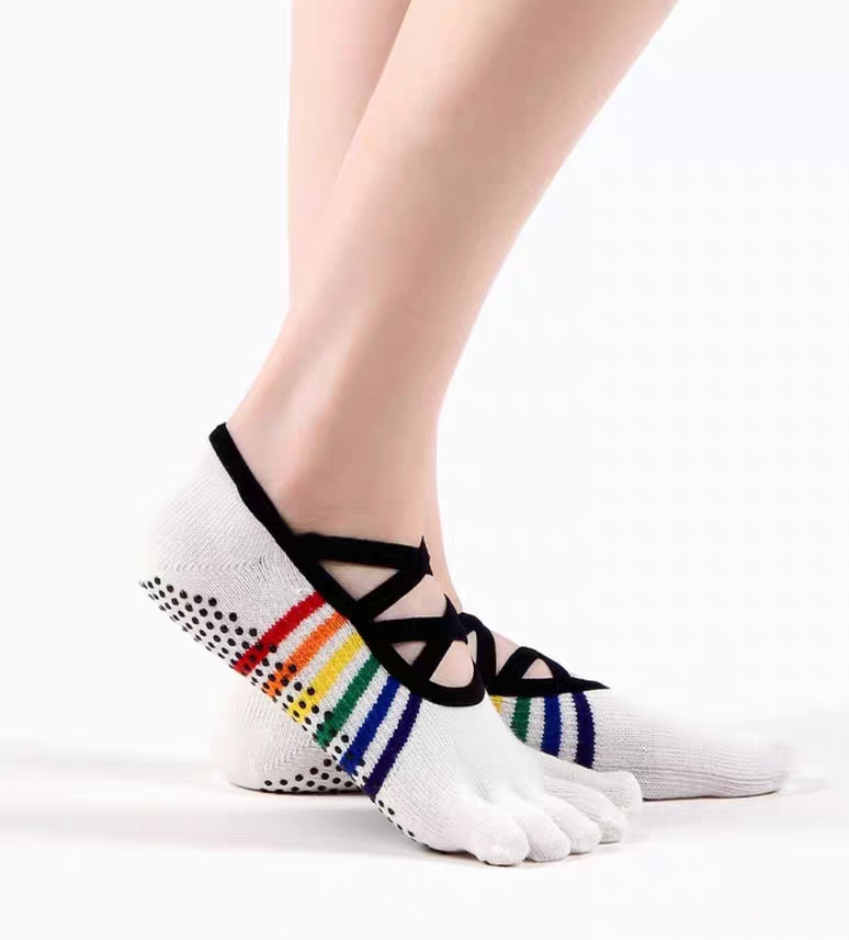 Viva Rainbow Open-Back Yoga Socks