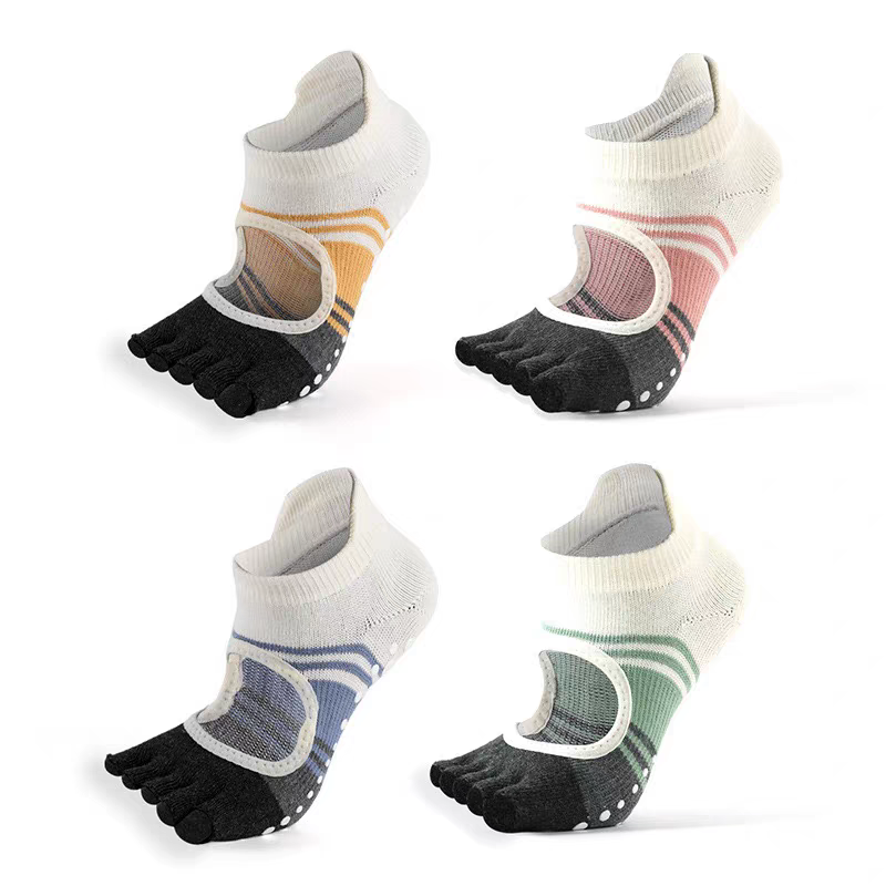 Viva Contrast Open-Back Full-Toe Yoga Socks